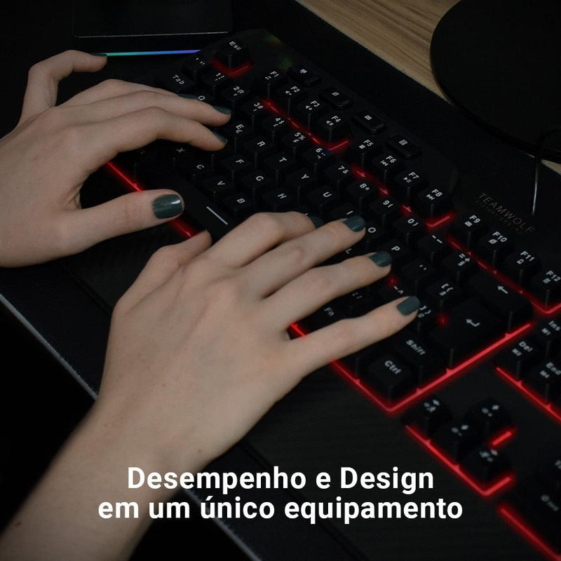 Teclado Semi Mecânico, TeamWolf GK200, RGB - Honor Tech