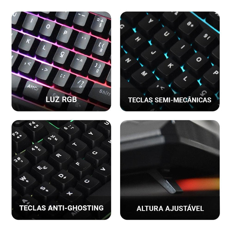 Teclado Semi Mecânico, TeamWolf GK200, RGB - Honor Tech