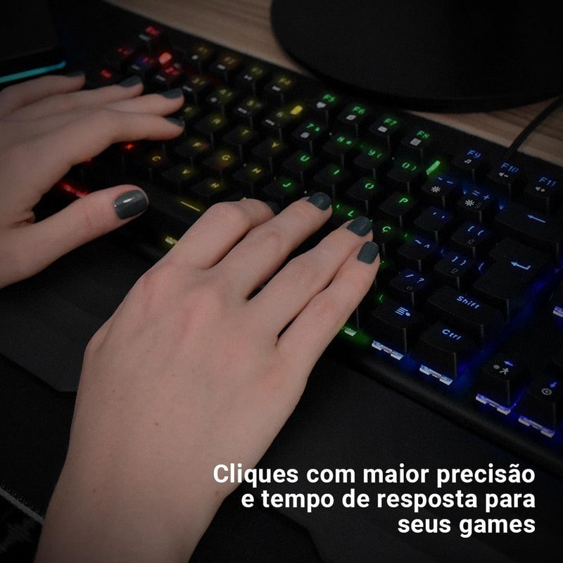 Teclado Mecânico, TeamWolf GK800P, 107 Teclas, RGB - Honor Tech