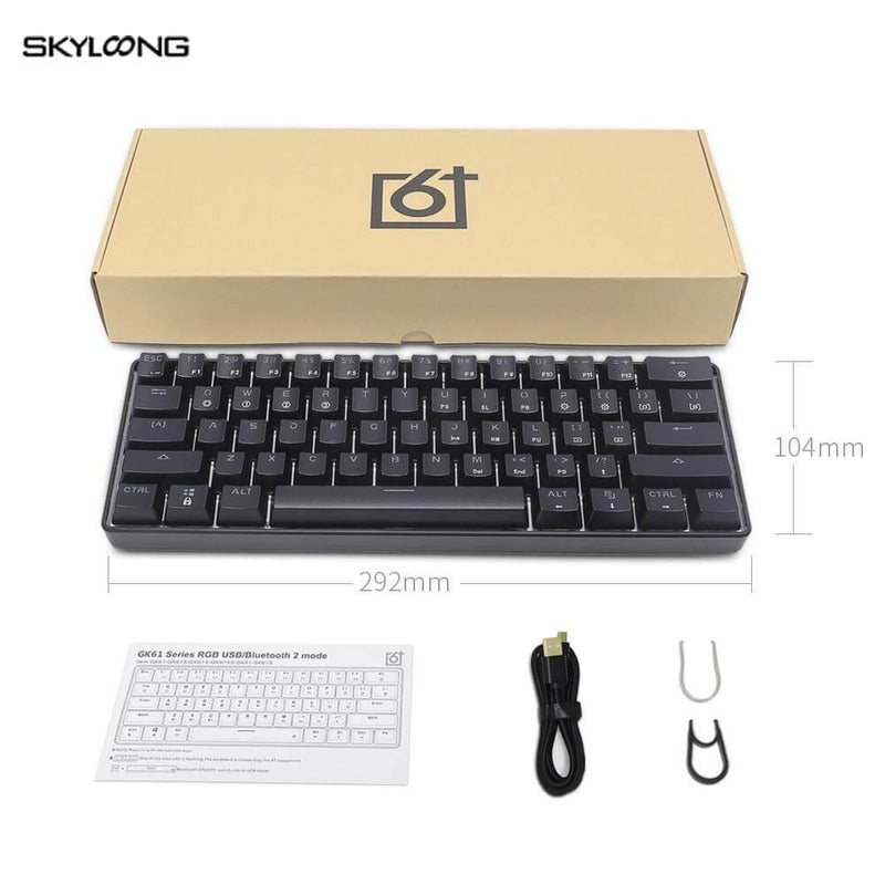 Teclado Mecânico Com Fio, Skyloong GK61, 60%, Switch Gateron Óptico, RGB - Honor Tech