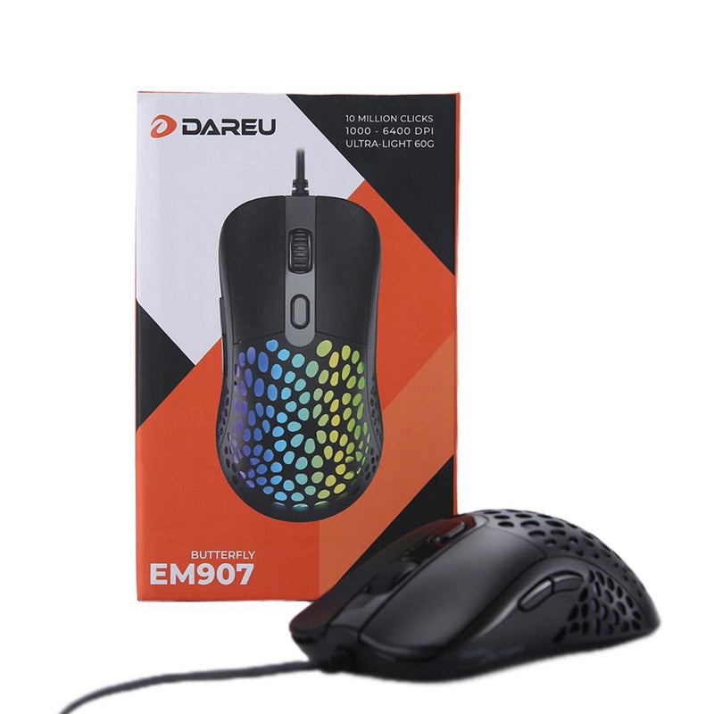 Mouse Com Fio, Dareu EM907, 6 Botões, 6400DPI, 60g, RGB - Honor Tech