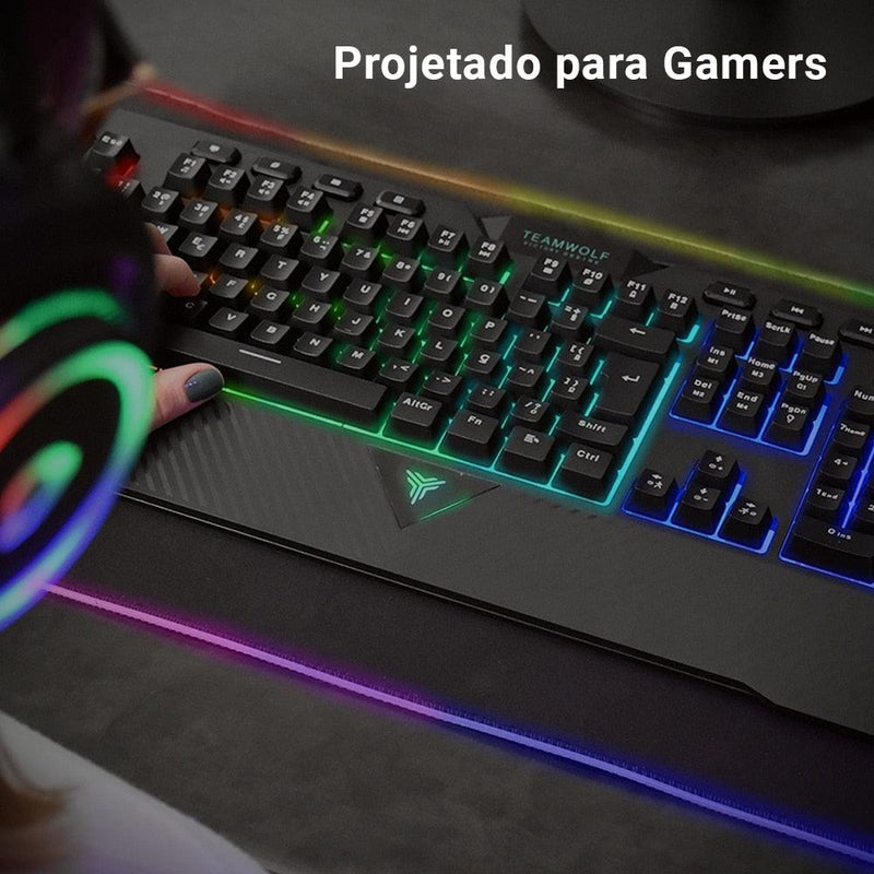 Teclado Semi Mecânico, TeamWolf GK200, RGB - Honor Tech